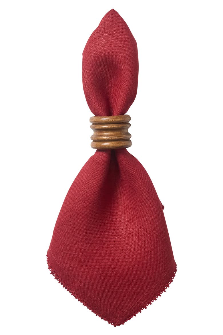 Berry Scallop Set of 4 Linen Napkins, Alternate, color, RUBY