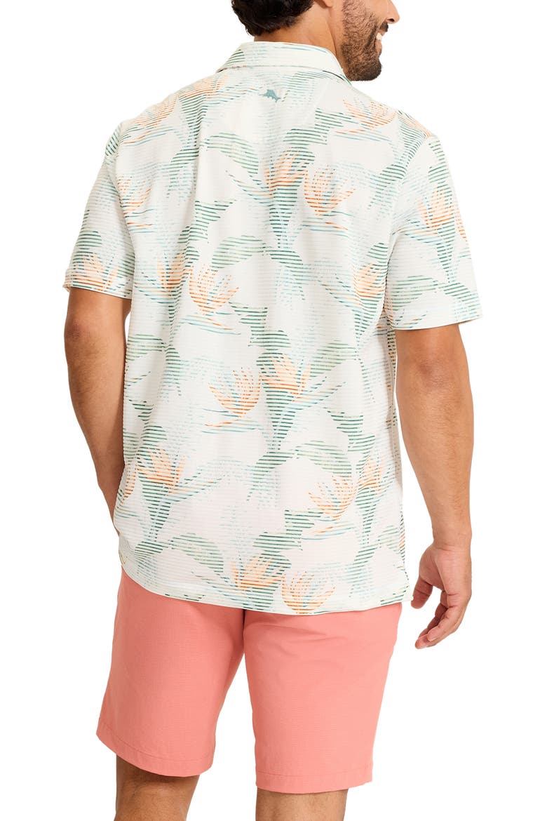 Costa Wave Festa Fronds Seersucker Stripe IslandZone® Short Sleeve Button-Up Shirt, Alternate, color, WHITE