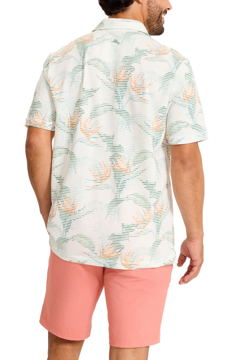 Tommy Bahama Costa Wave Festa Fronds Seersucker Stripe IslandZone<sup>®</sup> Short Sleeve Button-Up Shirt, Alternate, color, White