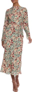 Donna Morgan Long Sleeve Tie Waist Maxi Dress