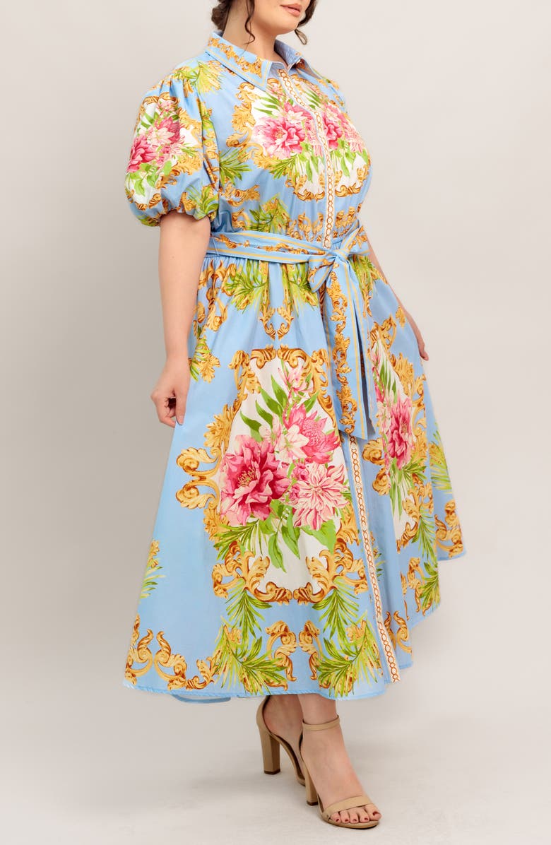 FLYING TOMATO Print Tie Waist Shirtdress, Alternate, color, Light Blue Multi