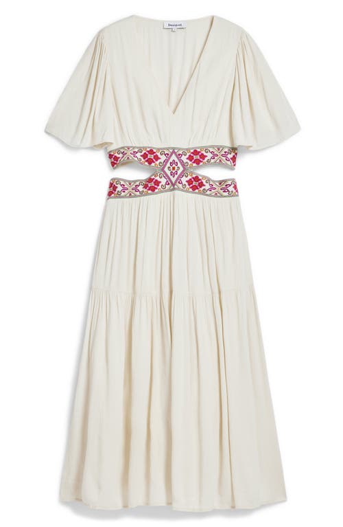 Desigual Wraparound Cutout Maxi Dress In Off White