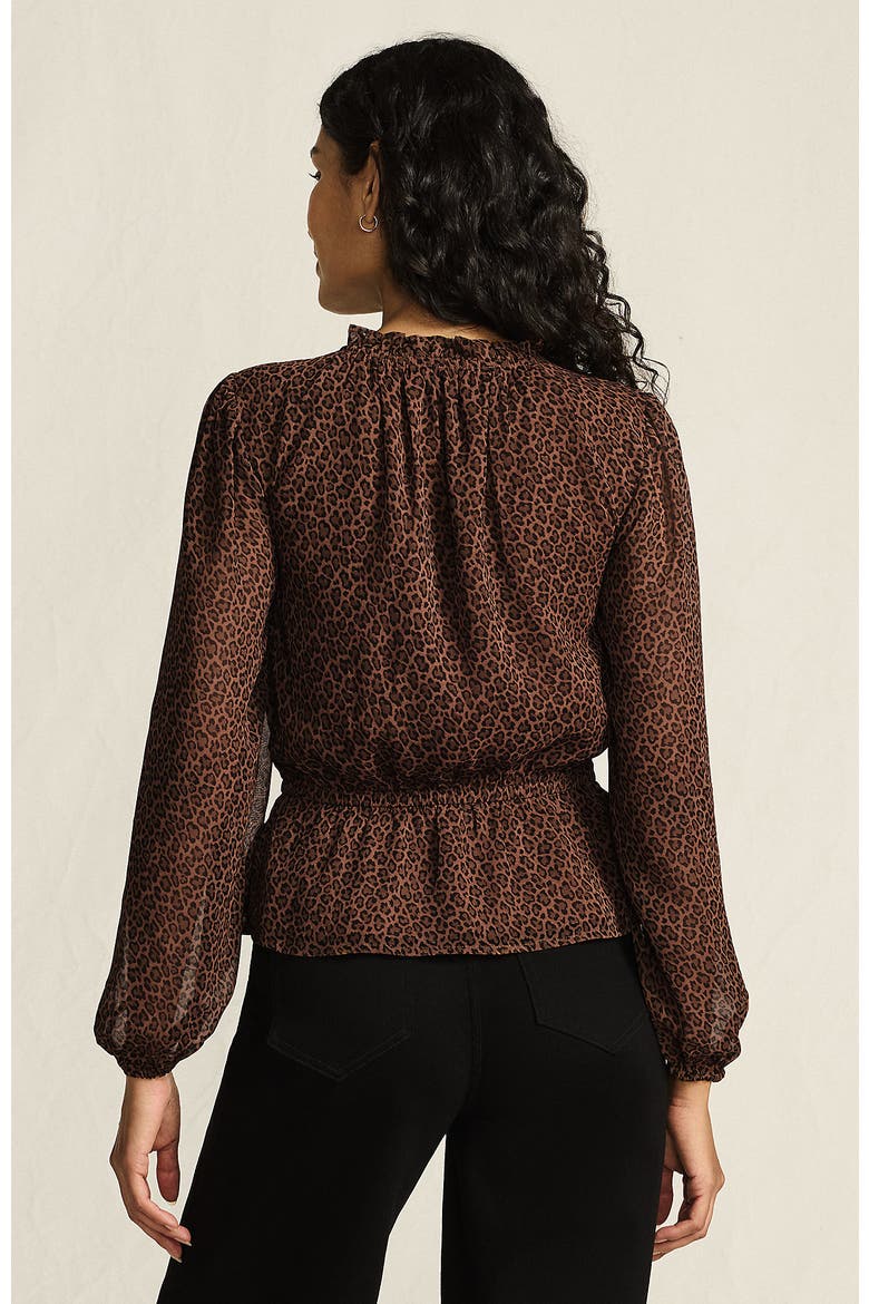 Chiffon Peplum Top, Alternate, color, Dark Clay Animal Spots