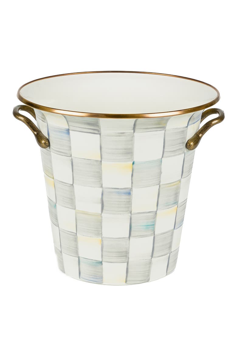 Sterling Check Enameled Steel Wine Cooler, Main, color, GREY/ WHITE