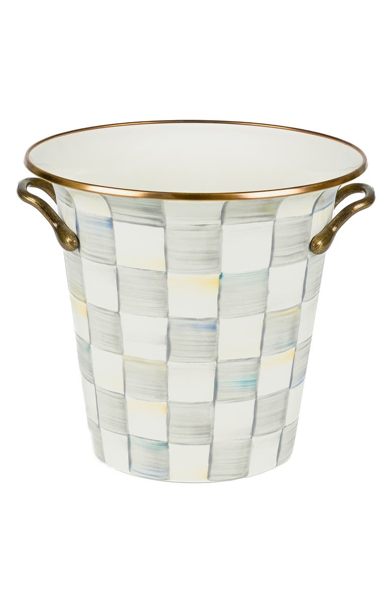 MACKENZIE CHILDS Sterling Check Enameled Steel Wine Cooler, Main, color, Grey/ White