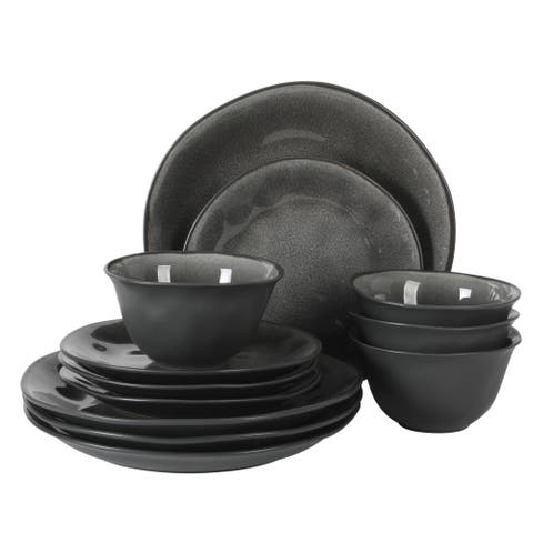 Port Barton 12-Piece Reactive Glaze Stoneware Dinnerware Set