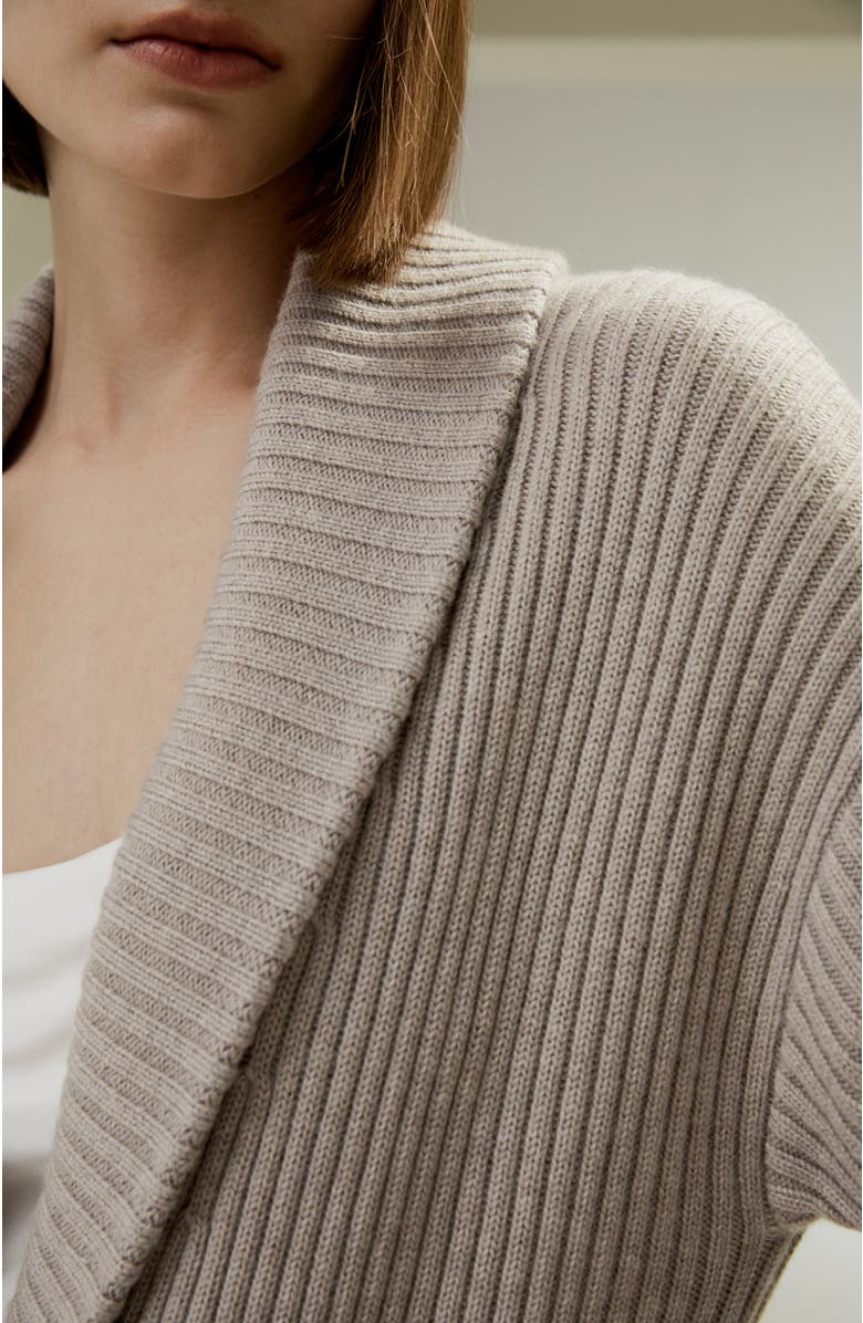 Lilysilk Women's Merino Wool Shawl Collar Cardigan, Alternate, color, Brown