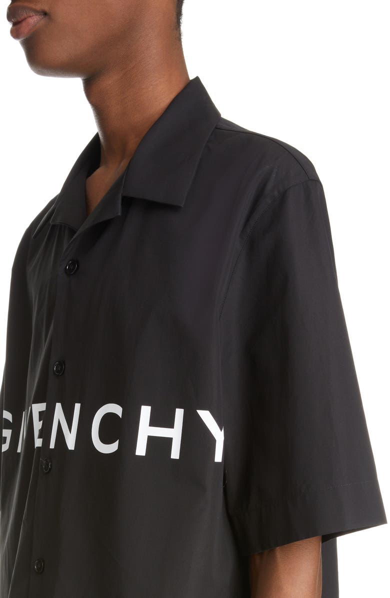 Givenchy Boxy Fit Logo Button-Up Camp Shirt, Alternate, color, 