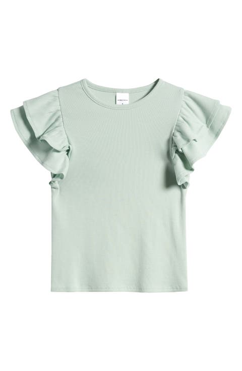 Kids' Flutter Sleeve Rib T-Shirt (Toddler, Little Kid & Big Kid)