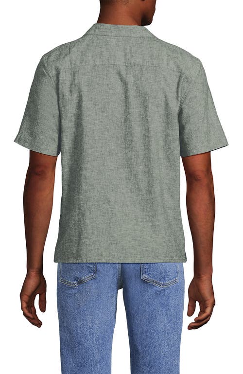 Lands' End Short Sleeve Linen Surplus Shirt In Vintage Pine Green