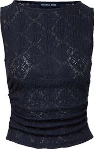 Veronica Beard Selah Ruched Lace Tank