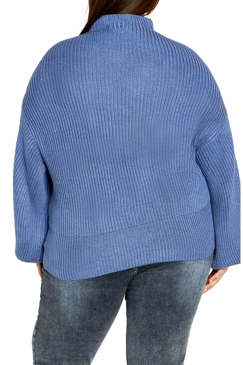 Halo Funnel Neck Rib Sweater, Alternate, color, BLUE