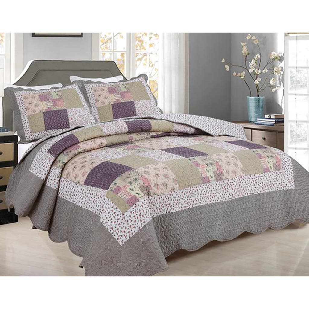 J&v Textiles J And V Textiles Reversible Quilt Set In Gray