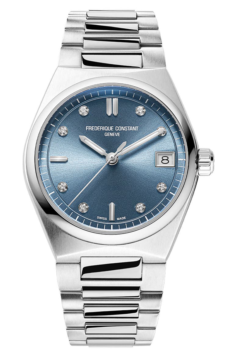 Highlife Diamond Quartz Bracelet Watch, 31mm, Main, color, SILVER-TONE/BLUE