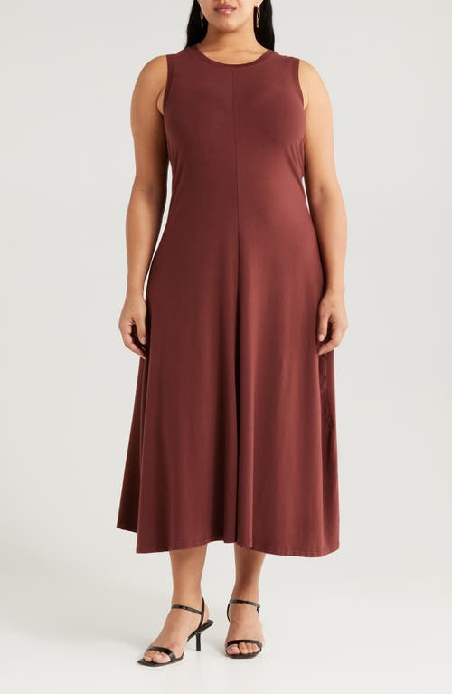 Nordstrom Sleeveless Cotton Knit Dress In Brown Raisin