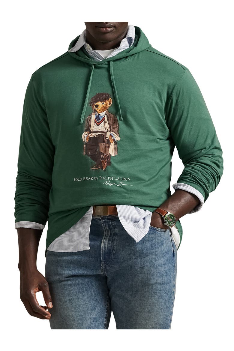 Big & Tall Polo Bear Jersey Hooded T-Shirt, Main, color, WASHED FOREST