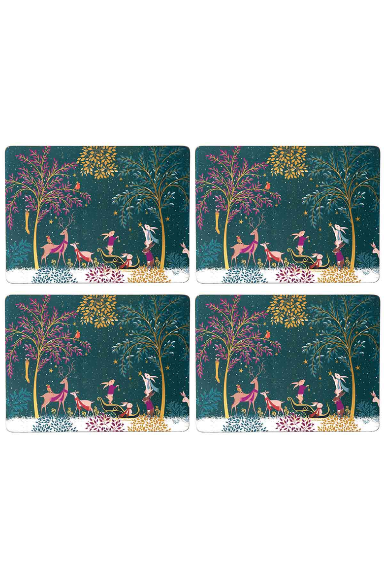 Sara Miller Woodland Tales Set of 4 Cork Back Placemats, Alternate, color, Multi