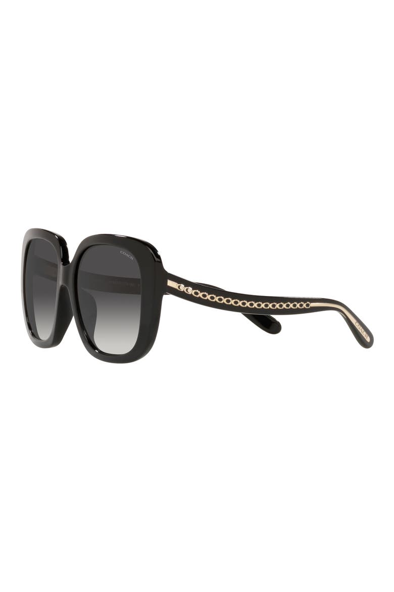 56mm Square Sunglasses, Alternate, color, BLACK