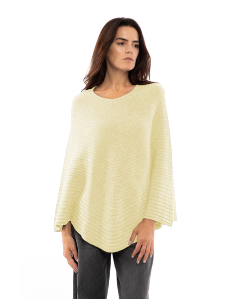Pure Cashmere Ribbed Knit Poncho