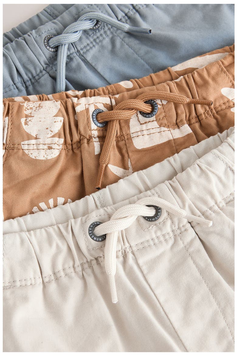 Kids' 3-Pack Assorted Cotton Drawstring Shorts, Alternate, color, BLUE MULTI