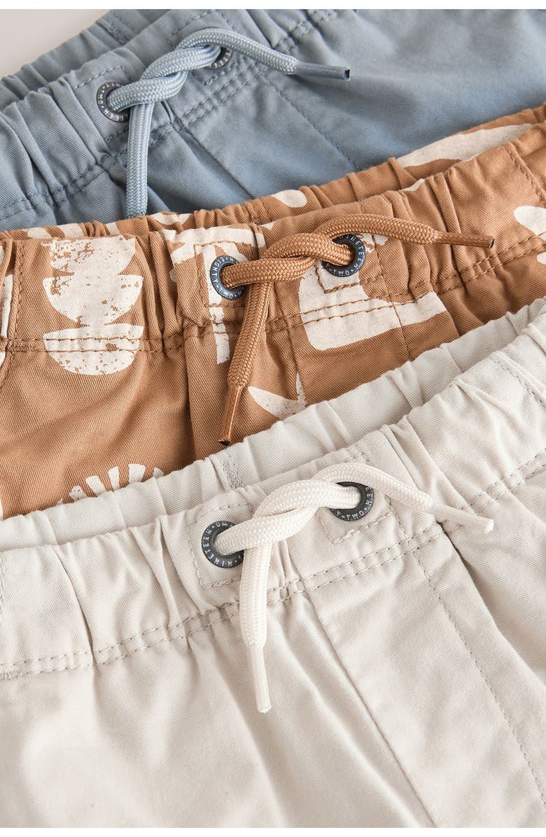 NEXT Kids' 3-Pack Assorted Cotton Drawstring Shorts, Alternate, color, Blue Multi