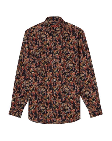 Morgan Workshirt Vineyard Print Pinwale Corduroy Shirt