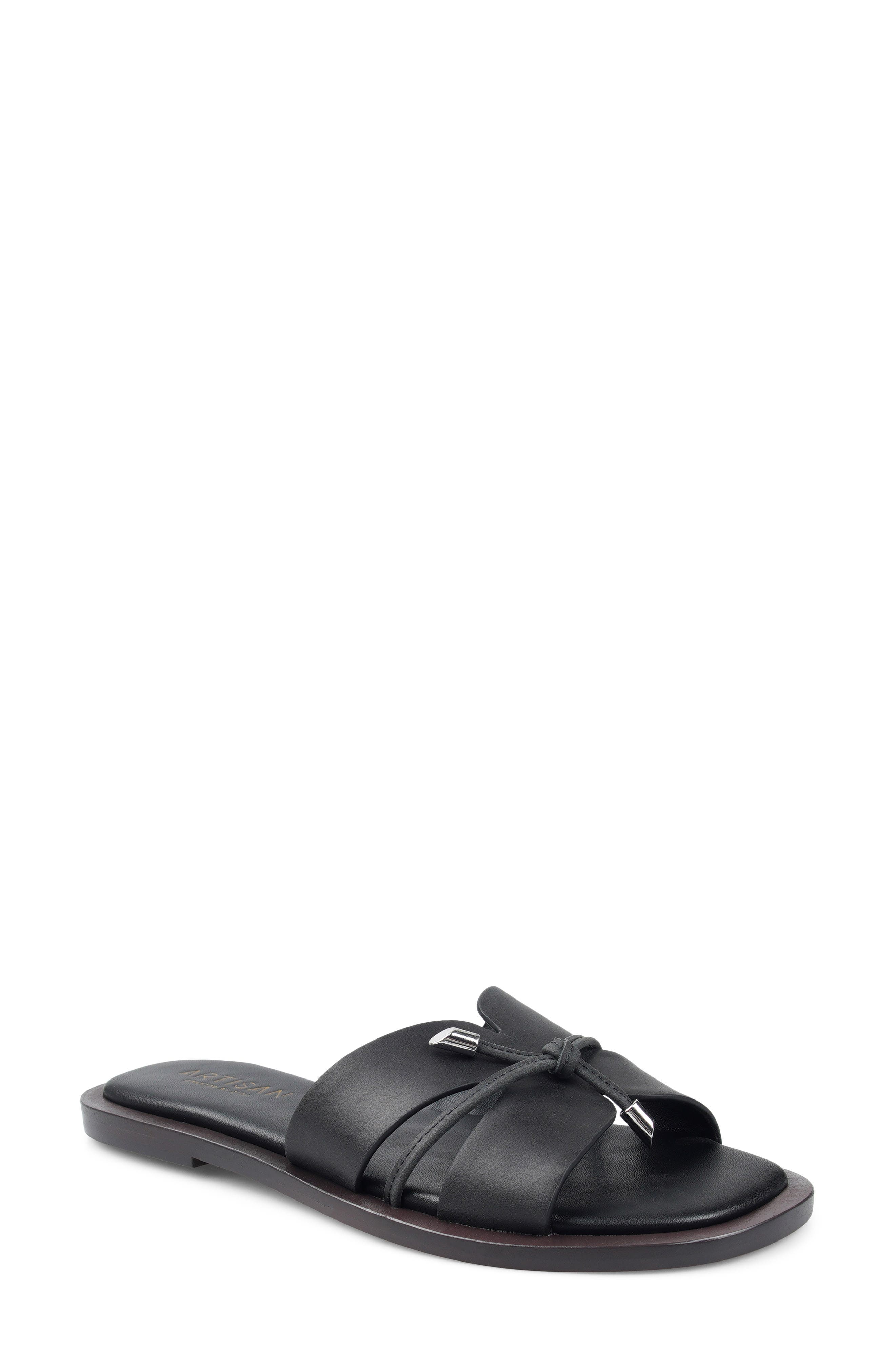 Beck Leather Slide Sandal, Main, color, BLACK LEATHER