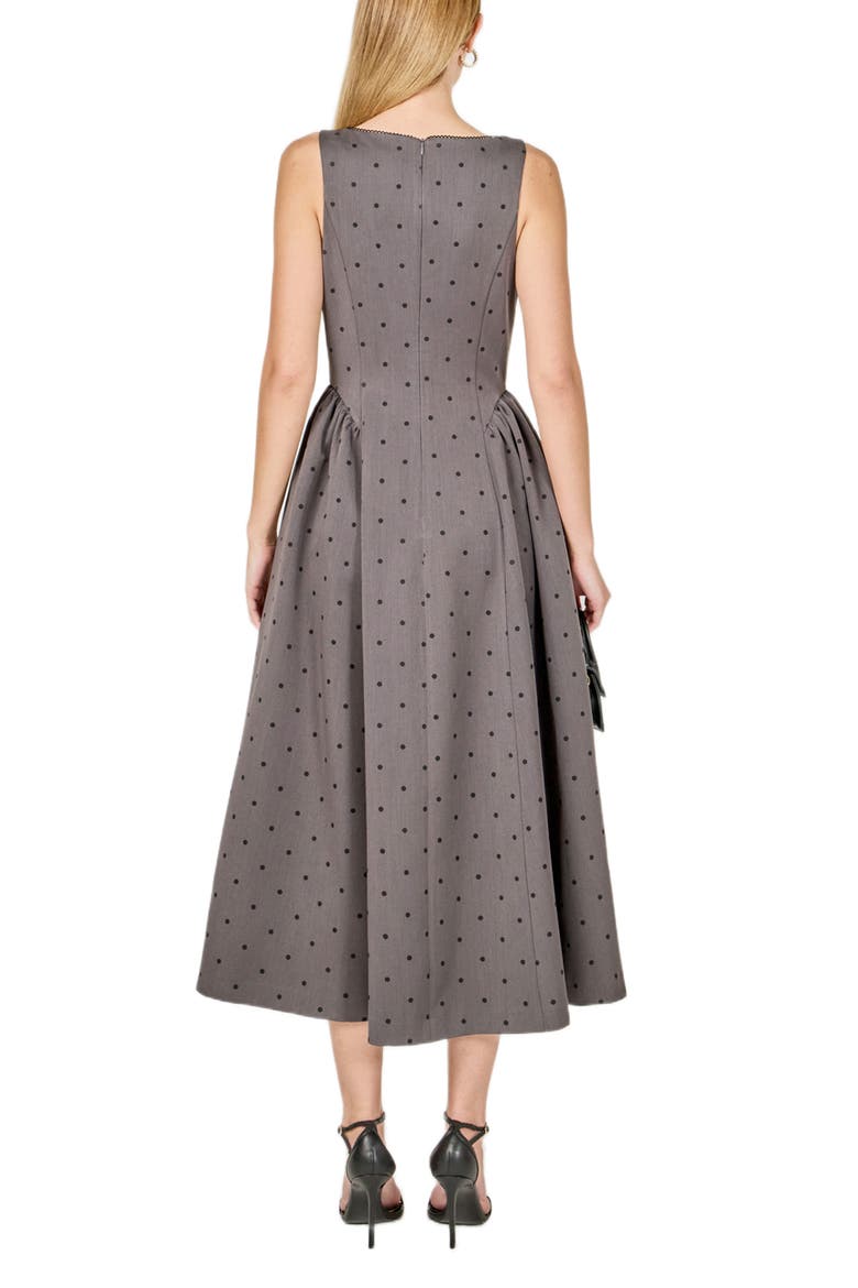 Polka Dot Square Neck Dress, Alternate, color, GREY