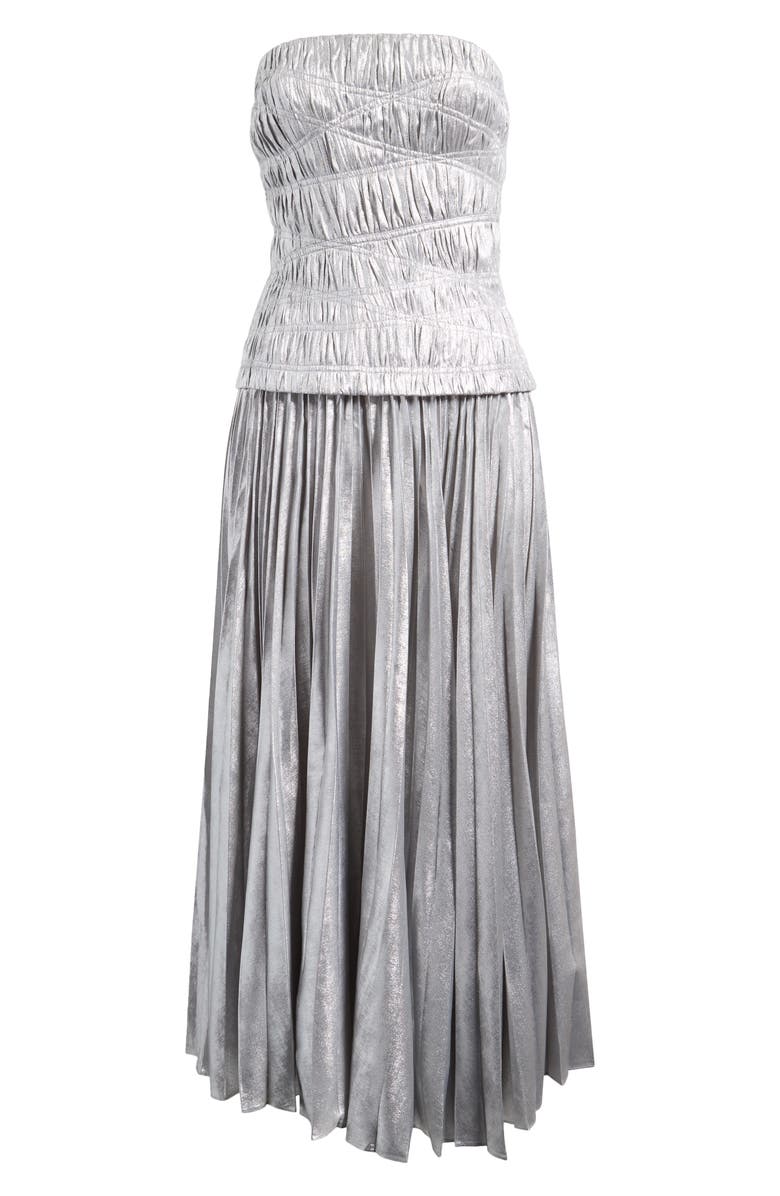 Acler Rockland Strapless Midi Dress, Alternate, color, Dove Metallic