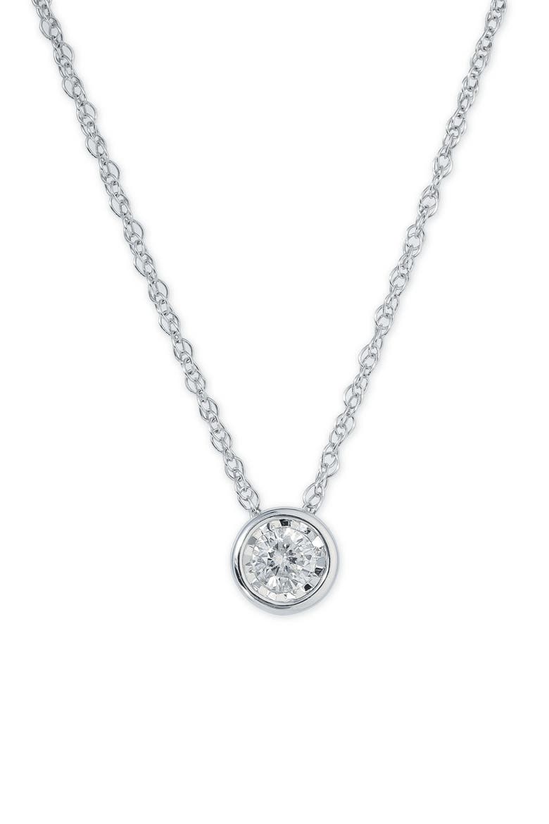 Sterling Silver Diamond Pendant Necklace - 0.18 ctw, Main, color, WHITE