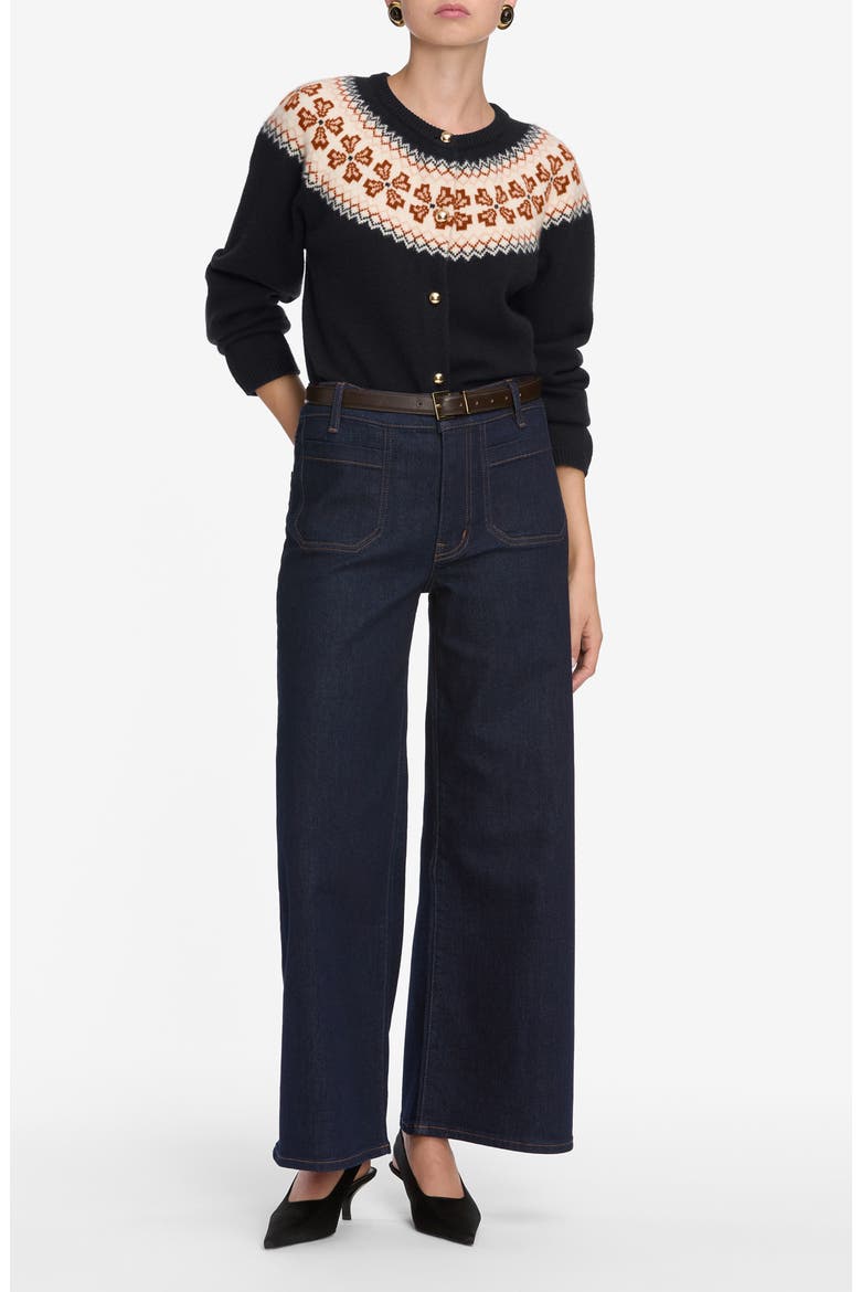 Le Pixie Slim Palazzo Patch Pocket High Waist Wide Leg Jeans, Alternate, color, RINSE