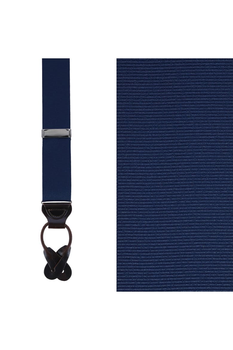 Big & Tall Phoenix 38mm Grosgrain Non Stretch Ribbon Button End Suspenders, Main, color, Navy
