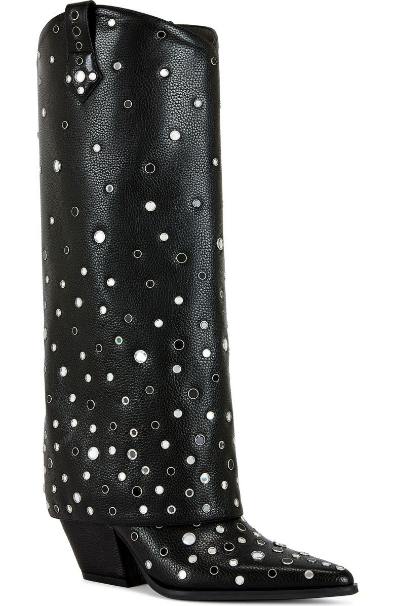 AZALEA WANG Madlock Embellished Western Boot, Main, color, Black