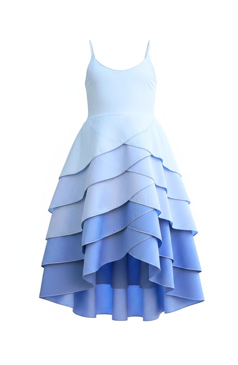 Mia Belle Girls Girls Pretty Petal Hues of Blues Tiered Dress, Main, color, Blue
