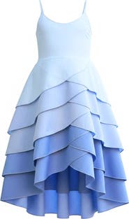 Mia Belle Girls Girls Pretty Petal Hues of Blues Tiered Dress