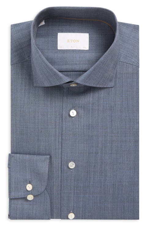 Slim Fit Merino Wool Dress Shirt