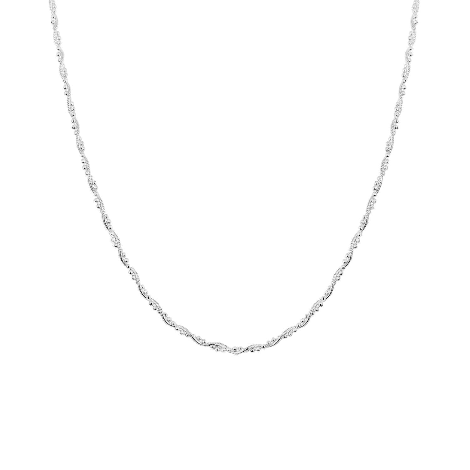Spero London Twisted Beads Sterling Silver Chain Necklace In Metallic