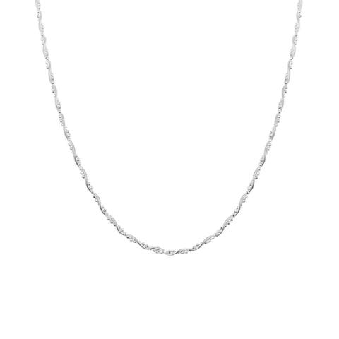 Twisted Beads Sterling Silver Chain Necklace