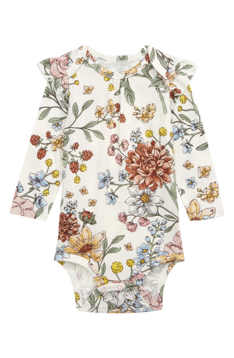 Loulou Lollipop Ruffled Long Sleeve Bodysuit, Main, color, 