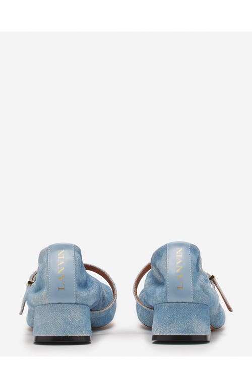 Lanvin Heeled Mary Janes In Leather With A Faded Denim Effect In Denim Blue