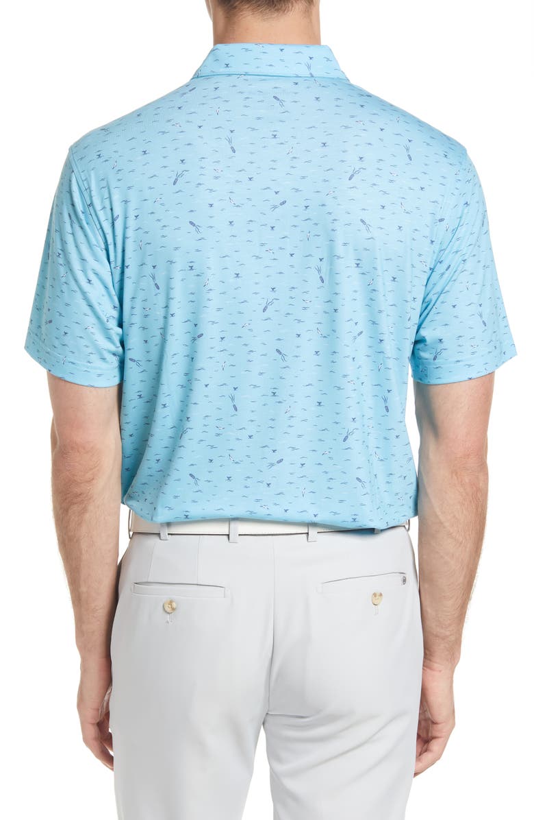 Peter Millar Men's drirelease<sup>®</sup> Whales & Waves Print Short Sleeve Performance Polo, Alternate, color,