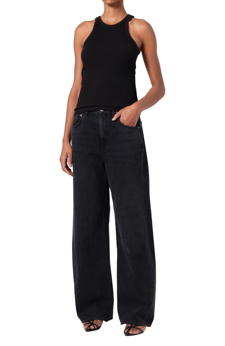 AGOLDE Rayne Rib Tank, Alternate, color, Black