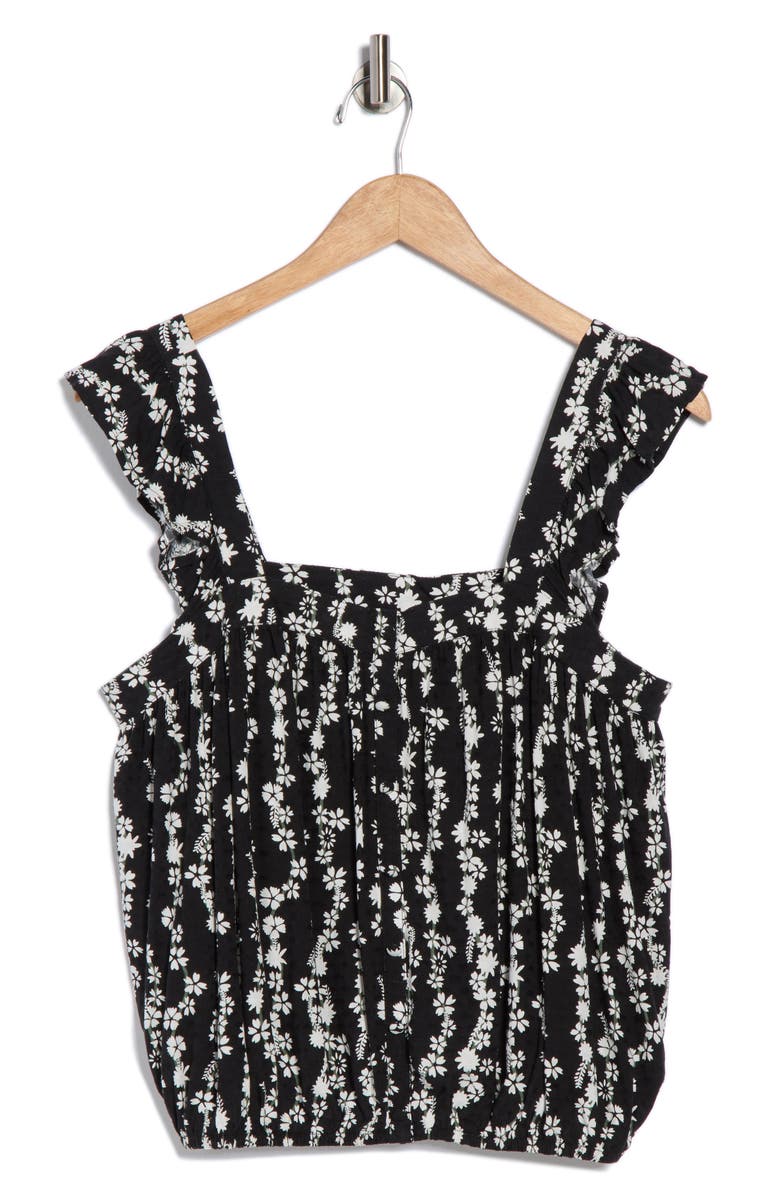 Melrose and Market Floral Ruffle Strap Tank, Alternate, color, Black- Ivory Ella Trailing