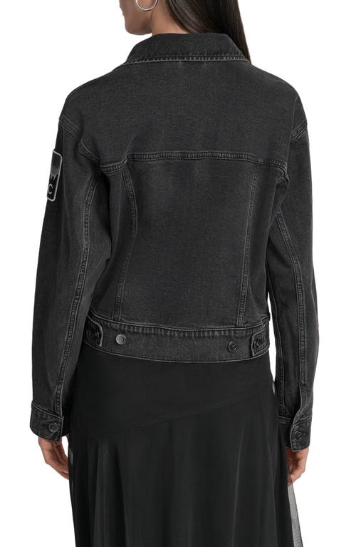 Dkny Logo Patch Denim Trucker Jacket In Black