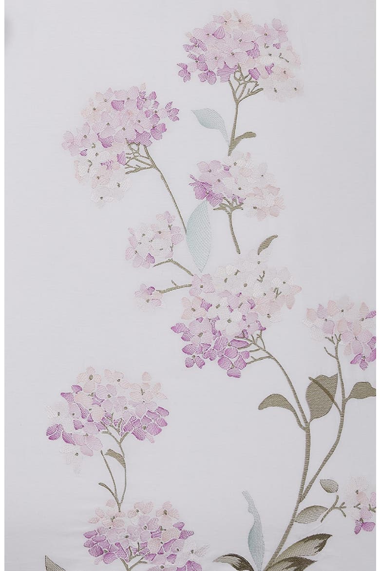 Rose Hydrangea Embroidered Duvet Set, Alternate, color, PINK/ WHITE