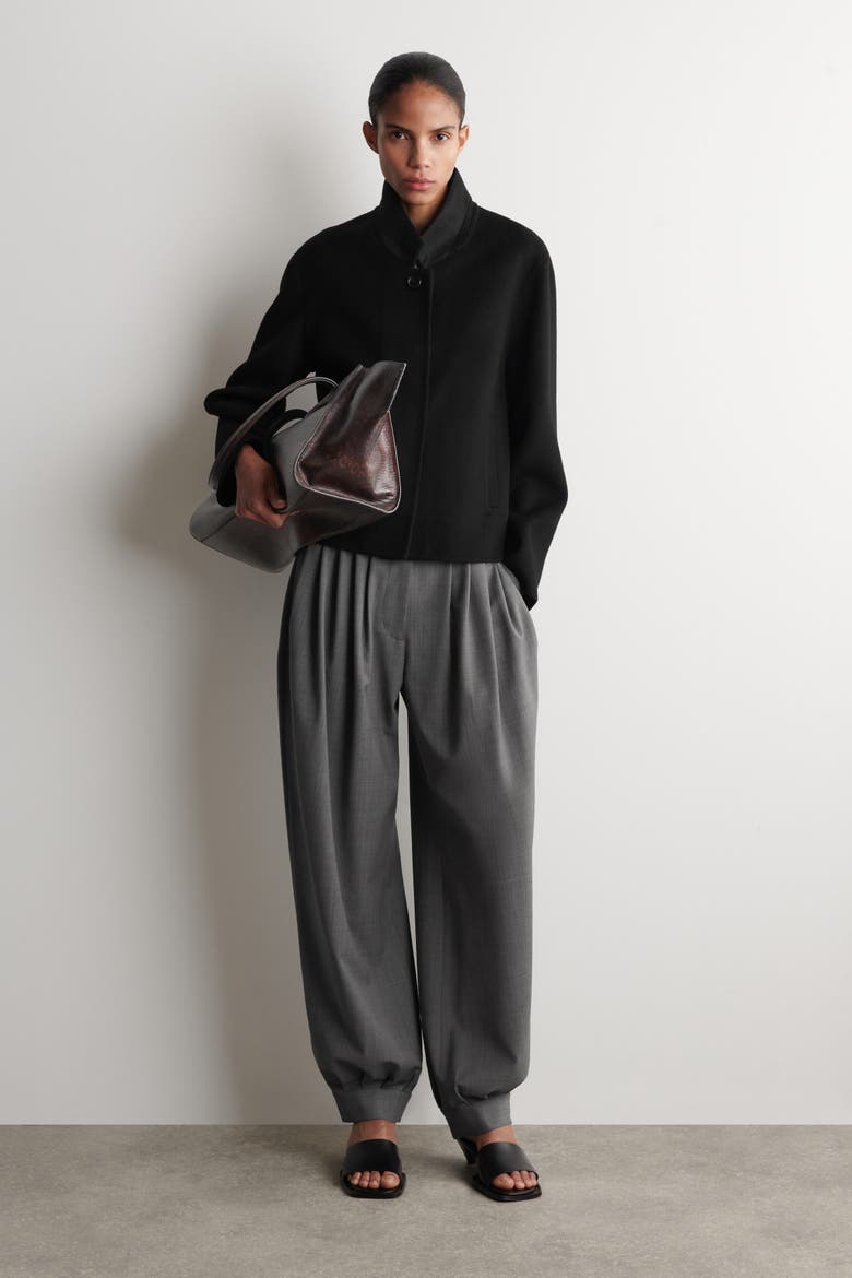 Structured Double-Faced Wool Jacket, Main, color, BLACK