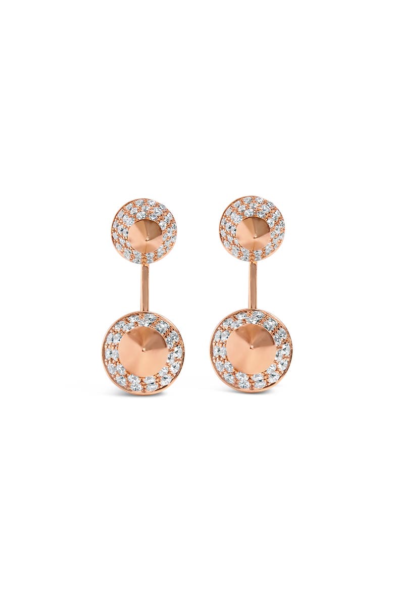 14K Rose Gold 1.00 Cttw Diamond Double Cone Jacket Stud Earring, Alternate, color, Pink