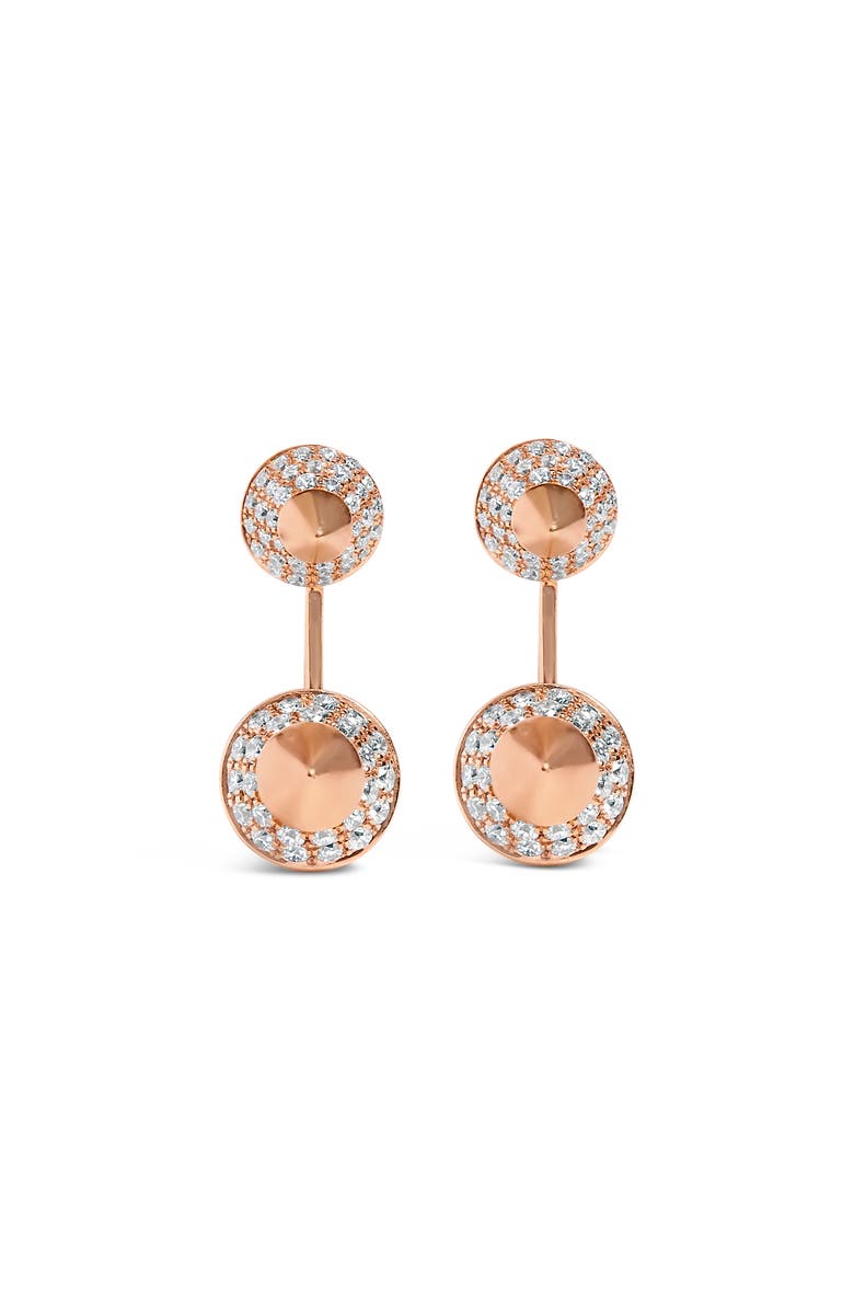 Haus of Brilliance 14K Rose Gold 1.00 Cttw Diamond Double Cone Jacket Stud Earring, Alternate, color, Pink