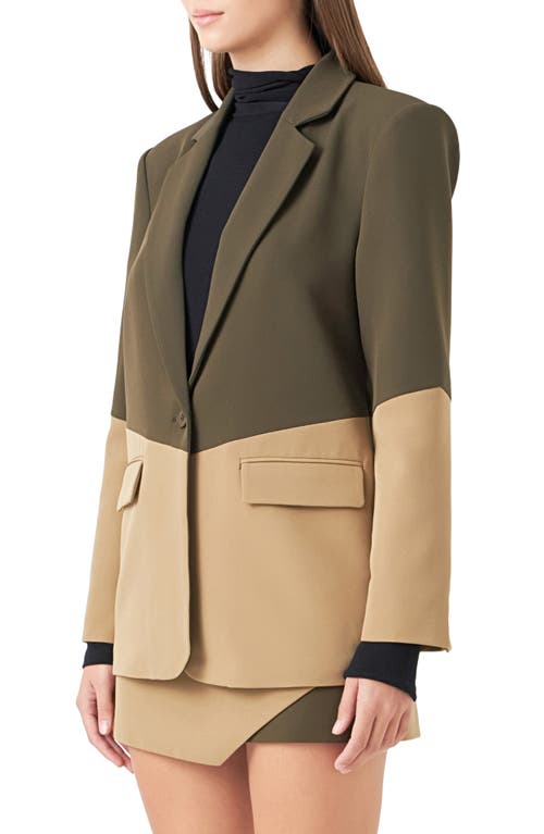 Endless Rose Colorblock Blazer In Khaki