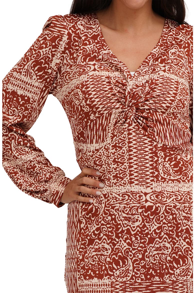 Long Sleeve Empire Waist Dress, Alternate, color, RIVER DANCE RUST